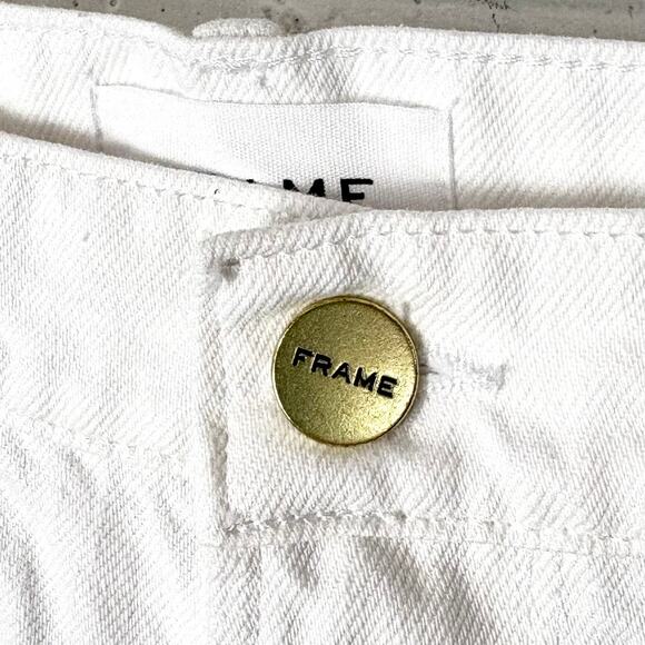 Frame Denim Le Garcon Distressed Jeans White Boyfriend Mid Rise Cotton Size 26 - Picture 11 of 13